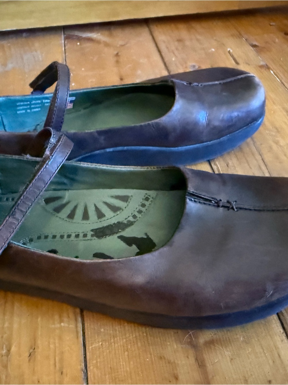 Earth Dark Brown Leather Mary Jane Flats - Picture 2 of 4